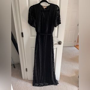 Black lace floor length maternity gown NWOT